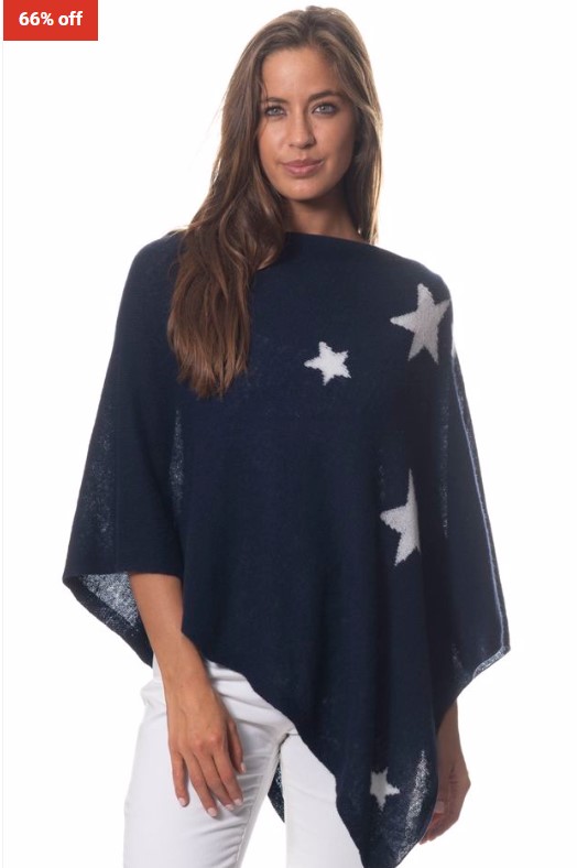 66% OFF Scott & Scott Orion Mini Poncho in Navy & White Stars $119 (RRP$355)