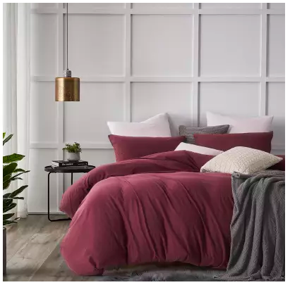 Gioia Casa Jersey Cotton Quilt Cover (Queen/Burgundy) $69 (RRP $149.99)