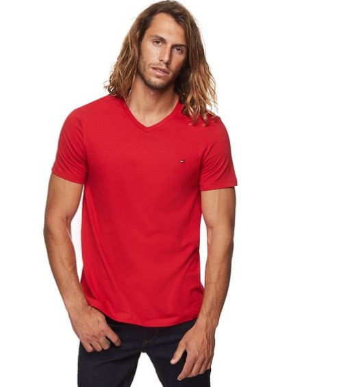 Tommy Hilfiger Men’s Flag V-Neck Tee – Mahogany $28