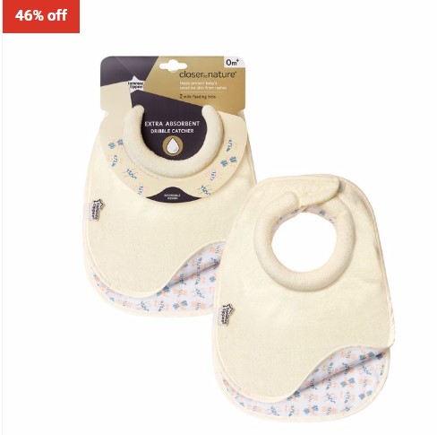 46% OFF Tommee Tippee Closer To Nature 2x Milk Feeding Bib $6.95 (RRP$12.95)