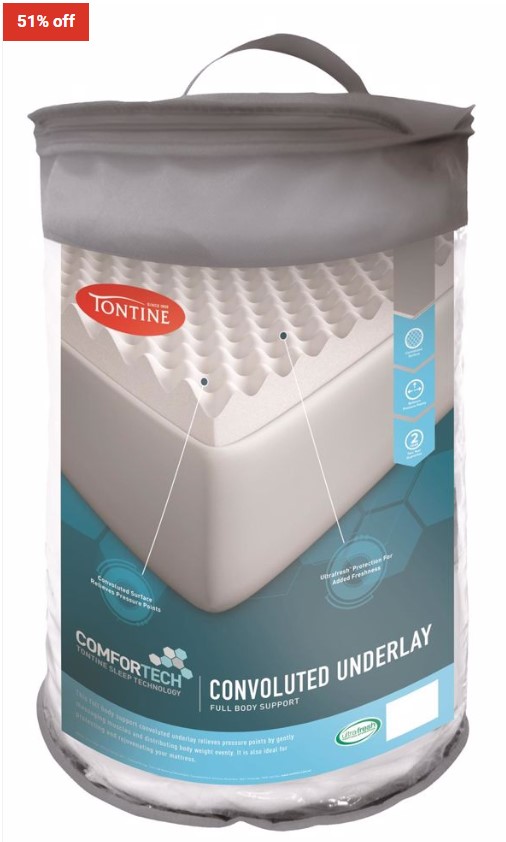 51% OFF Tontine Comfortech Body Support Underlay – Queen $39 (RRP$79.95)