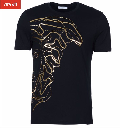 70% OFF Versace Collection Metallic Medusa Logo Round Neck Tee Black $69 (RRP$230)