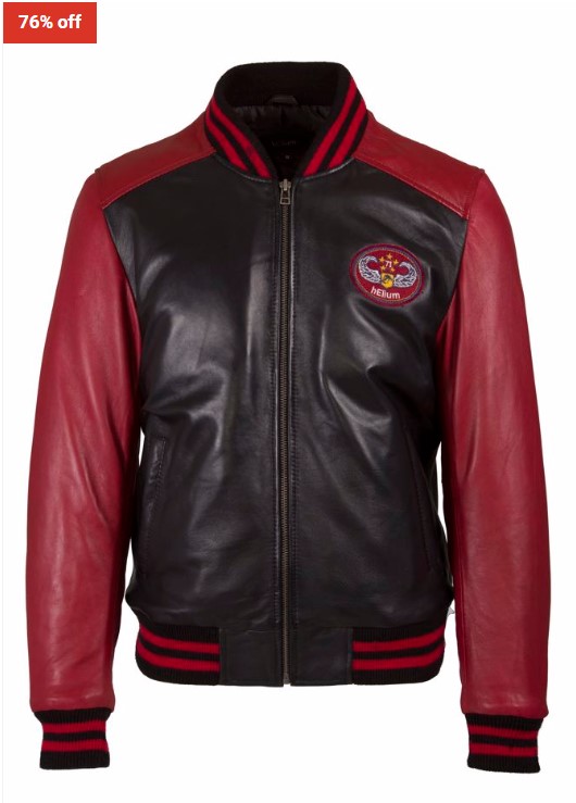 76% OFF Helium Exclusive Leather Men’s Bomber Leather Jacket Black & Red $250 (RRP$1030)