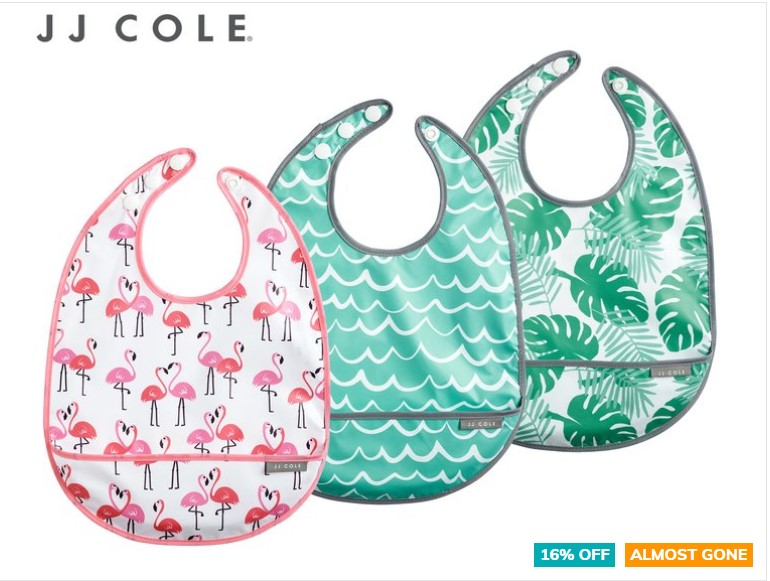 16% OFF JJ Cole Feeding Bib 3-Pack – Flamingos $14.95 (Don’t pay $17.99)