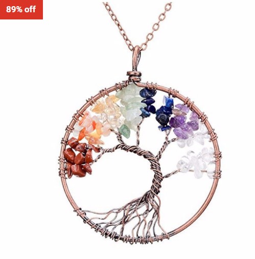 89% OFF Amy & Annette Handmade Genuine Gemstone Chakra Tree Of Life Pendant Necklace $15 (RRP$140)
