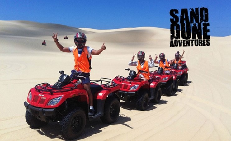 1-Hr Quad Bike Sand Dune Adventure: 1 ($89), 2 ($178), 3 ($265) or 4 Ppl ($350) with Sand Dune Adventures (Up to $440)