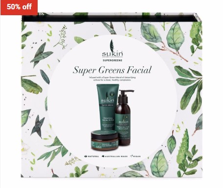 50% OFF Sukin Super Greens Facial Gift Pack $14.99 (RRP$29.95)