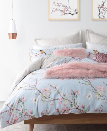 LOGAN AND MASON Ying Blossom Quilt Cover Set King Bed $69.97 (REG: $139.95)