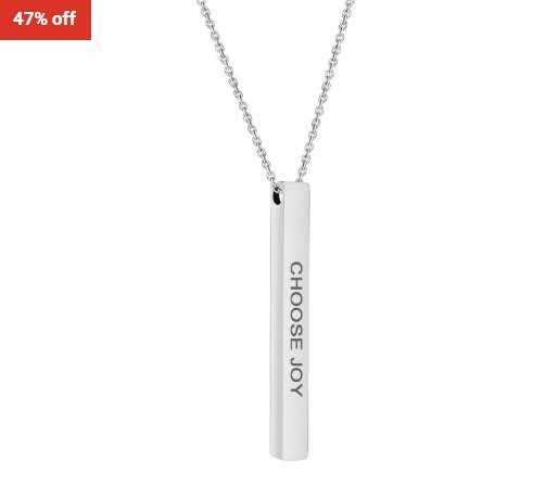 47% OFF Anavia Choose Joy Silver 4-Sided Bar Necklace with Gift Box $19 (RRP$36)