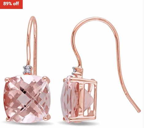 89% OFF Italiano Milano 3.50 Pave Genuine Morganite Cushion Cut Drop Earringin 18k Rose Gold Filled $25 (RRP$229)