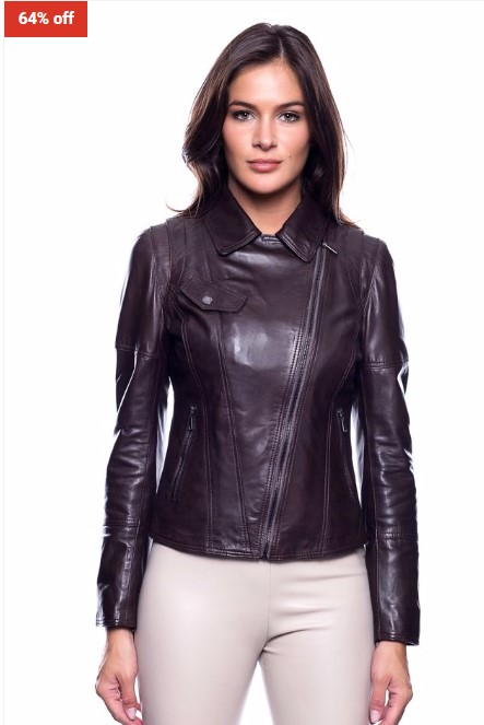 64% OFF John & Yoko Leather Jacket Brown $361 (RRP$1005)