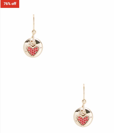 76% OFF Marc by Marc Jacobs Jewelry Coin & Heart Crystal Drop Earrings $26.20 (RRP$108)