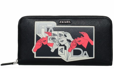 37% OFF Prada Saffiano Leather Print Zip Around Wallet Black $589 (RRP$938)