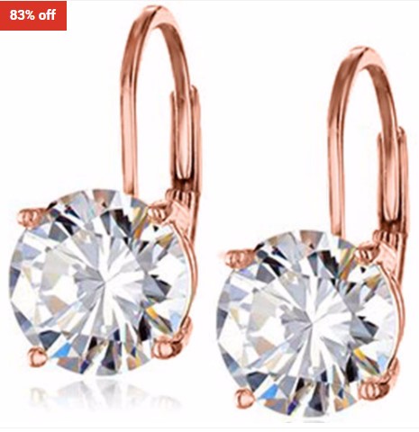 83% OFF Yeidid Jewellery 4.00 Cttw Round Leverback Earrings adorned with Swarovski® Crystals $15 (RRP$86)