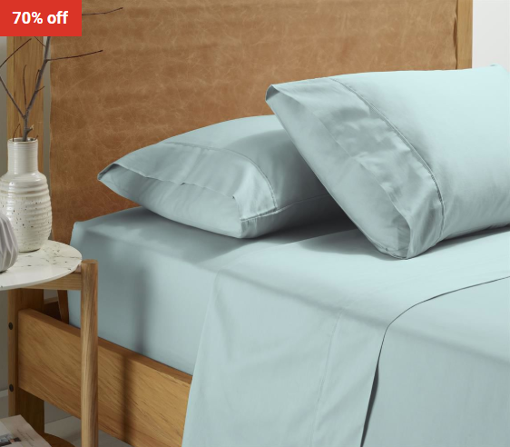 70% OFF Vintage Wash Linen Duckegg Blue Vintage Washed Cotton Sheet Set – King Single Bed $42 (RRP$140)