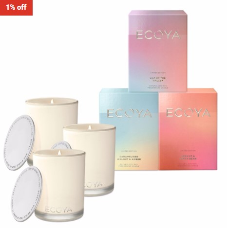 1% OFF Ecoya LIMITED EDITION Winter Escapes Madison Candles COMBO 3 Items Pack $127.95 (RRP$128.85)