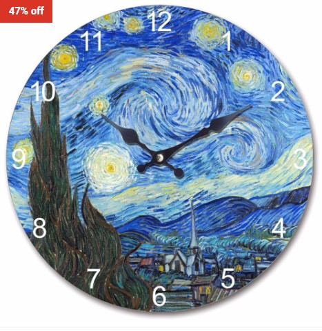 47% OFF Storage & Home Solutions 33.8cm Van Gogh Starry Night Wall Clock $17 (RRP$31.95)