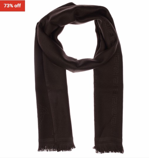 73% OFF Versace Collection Wool 180X38Cm Logo Scarf Brown $99 (RRP$367)