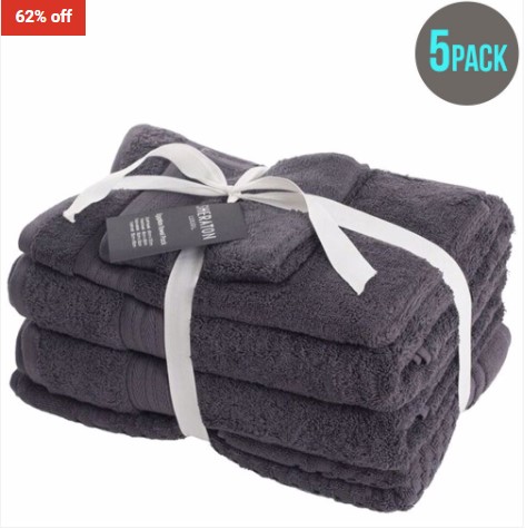 62% OFF Sheraton Egyptian 5 Piece Towel Pack Slate $49 (RRP$127.75)