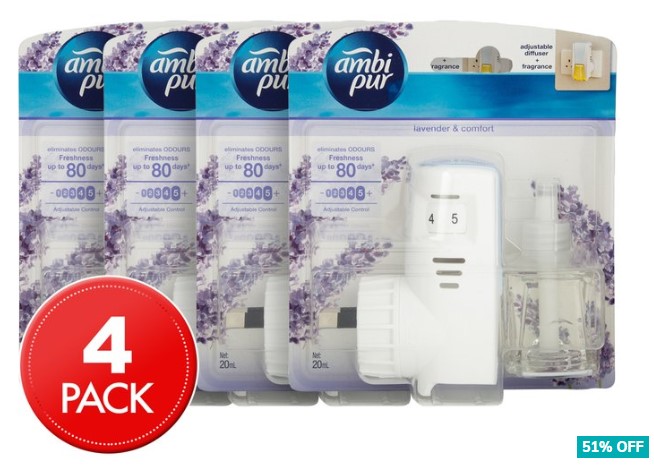 51% OFF 4 x Ambi Pur Lavender & Comfort Plug-in Air Freshener 20mL $17.50 (Don’t pay $35.96)