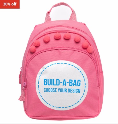 30% OFF Personalised Backpack Build-A-Bag Mini Pink Backpack $24.49 (RRP$34.99)