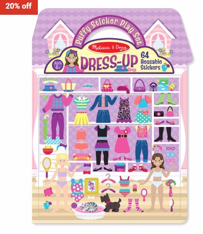 20% OFF Melissa & Doug M&D – Reusable Puffy Sticker Play Set – Dress-Up $10.39 (RRP$12.99)