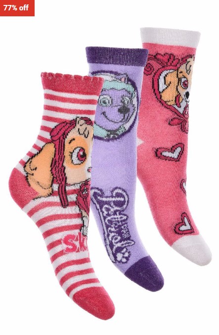 77% OFF Paw Patrol 3 Pack of Kids Socks $6 (RRP$26)