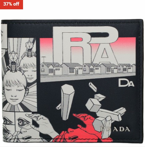 37% OFF Prada Leather Comic Print Bi-Fold Wallet Black $379 (RRP$604)