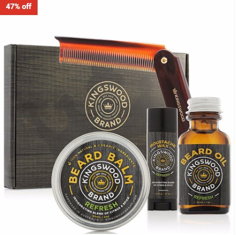 47% OFF KINGSWOOD Set Beard Oil, Balm, Wax, Folding Comb Refresh $54.99 (RRP$104)