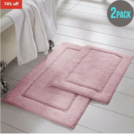 74% OFF Amrapur Overseas 2-Pack Solid Loop With Non-Slip Backing Bath Mat Set Dusty Rose $29 (RRP$110)