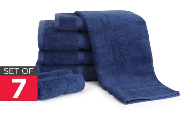 60% OFF Ovela Set of 7 Egyptian Cotton Luxury Towels (Marine) $39 (Was $99)