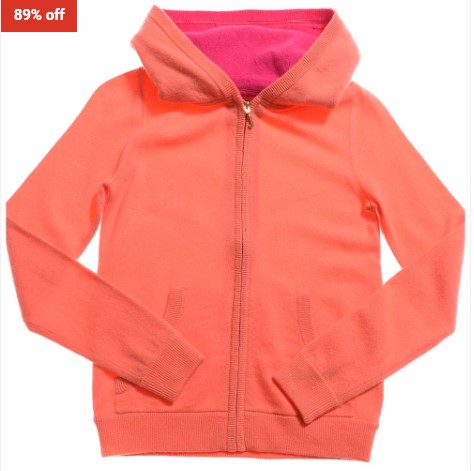 89% OFF Juicy Couture Girls Coral Apricot Cashmere Cozy Track Jacket $44.99 (RRP$401)