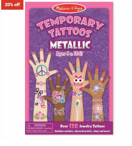 20% OFF Melissa & Doug M&D – Temporary Tattoos – Metallic $7.99 (RRP$9.99)