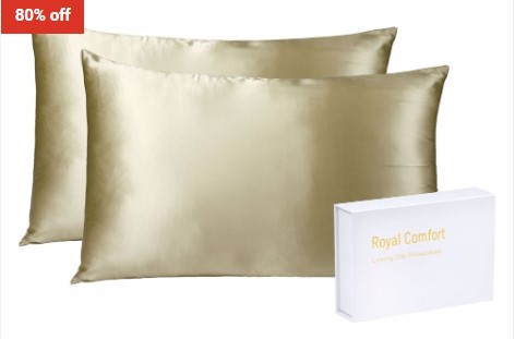 80% OFF ROYAL COMFORT MULBERRY SILK PILLOW CASE TWIN PACK – SIZE: 51X76CM – Champagne $45 (RRP$229)