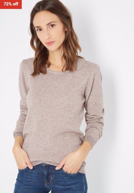 72% OFF Assuili Round Neck Sweater with Pineapple Back Zip Desert $45 (RRP$160)