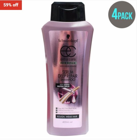 59% OFF Schwarzkopf 400Ml Extra Care Shampoo Serum Deep Repair – 4 Pack $11.99 (RRP$29.60)