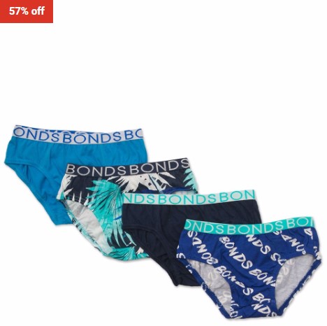 57% OFF Bonds 4 Pack Kids Brief $5.95 (RRP$13.95)