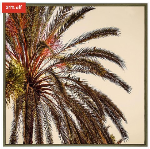 31% OFF LEAF & HOME Karrina Sepia Palm Canvas Print 100X100X2.5Cm $95 (RRP$137.50)