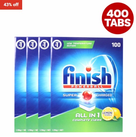 43% OFF Finish Super Charged All In 1 Lemon Sparkle Powerball Dishwashing Tablets $79.99 (RRP $140)