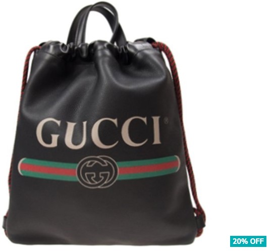 20% OFF Gucci Print Leather Drawstring Backpack – Black $2099 (Don’t pay $2655)