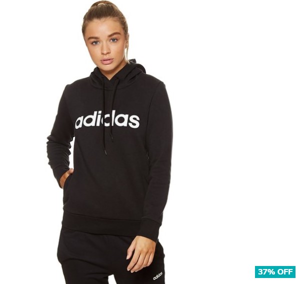 37% OFF Adidas Women’s Essential Linear Pullover Hoodie – Black/White $49.99 (Don’t pay $80)