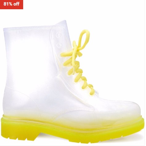 81% OFF Gummie & Umbrella Co. Combat Clear Yellow Bubble Boots $14.95 (RRP$79.95)