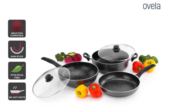 Ovela 5 Piece BlackStone Non-Stick Induction Cookware Set $169