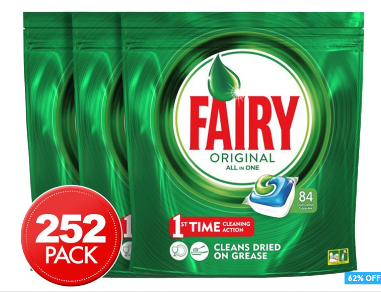 252pk Fairy All in One Dishwasher Tabs $49 (Don’t pay $131.60)