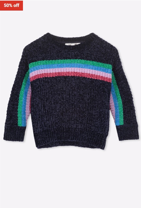 Cotton On Kids Shelly Knit Jumper Peacoat Multi Stripe $19.99 (RRP: $39.99)