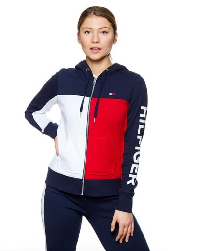 Tommy Hilfiger Sport Women’s Color Blocked Zip Up Hoodie – Navy