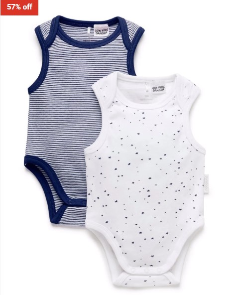 57% OFF Purebaby Navy Pack 2 Pack Bodysuit $14.99 (RRP$34.95)