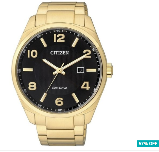 57% OFF Citizen Men’s 42mm Eco-Drive Stainless Steel Watch – Gold/Black $169 (Don’t pay $399)