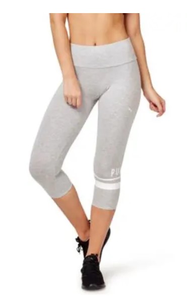 Puma Women’s Athletic 3/4 Logo Leggings (Light Grey, Size L) $23