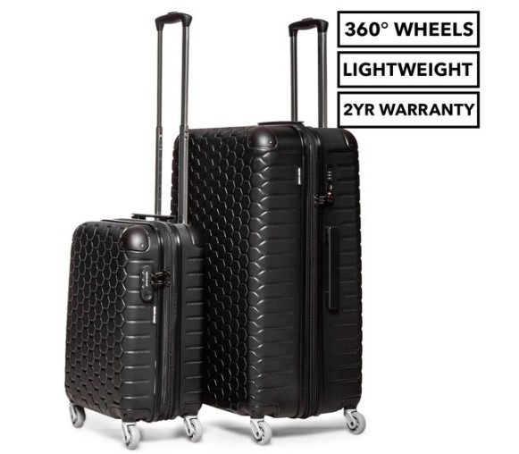 Pierre Cardin Hard Shell 2-Piece Hardcase Luggage Set – Black $129